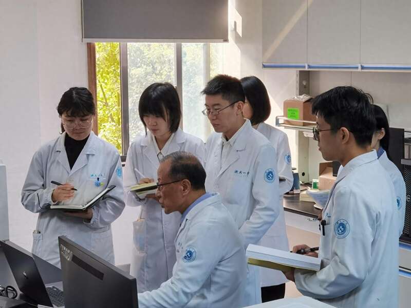 章京教授带领团队开展数据分析 章京教授带领团队开展数据分析