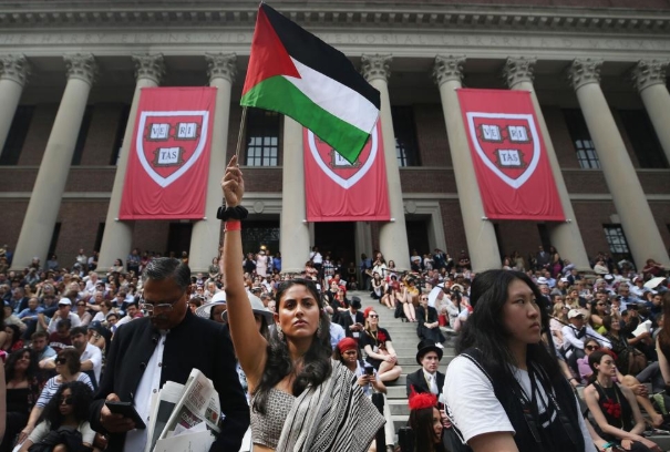 去年，数百名哈佛学生声援加沙