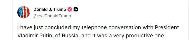 美总统特朗普16日在与普京结束通话后,在其个人社交媒体平台上发布的部分声明截图 ... 美总统特朗普16日在与普京结束通话后,在其个人社交媒体平台上发布的部分声明截图 ...